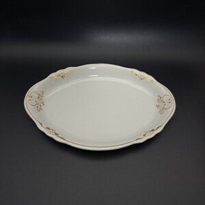Iroquois Vintage Oval Serving Platter With Gold Trim Floral Design